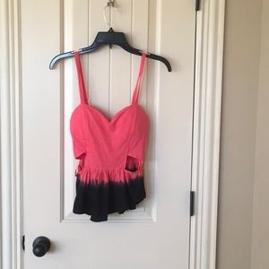 Pink and black crop tank top